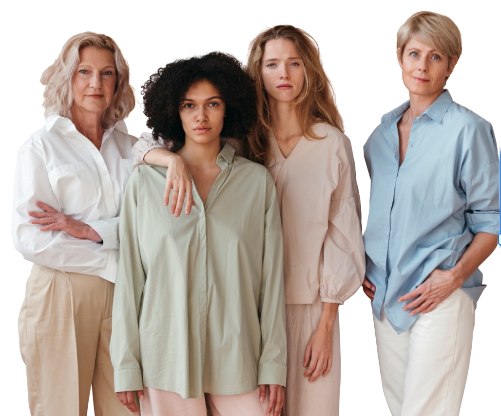 Vier Frauen unterschiedlichen Alters, die c· begleitet